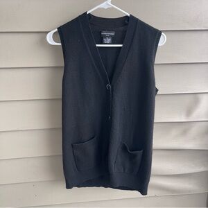 Sutton Studio Women's Size PM Black 100% Cashmere Button Up Sweater Vest Layers